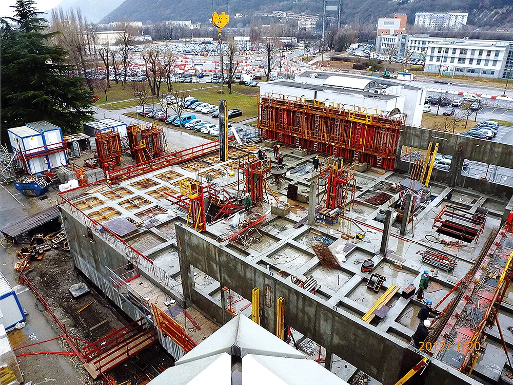 Détail de construction de la structure béton anti-vibratoire